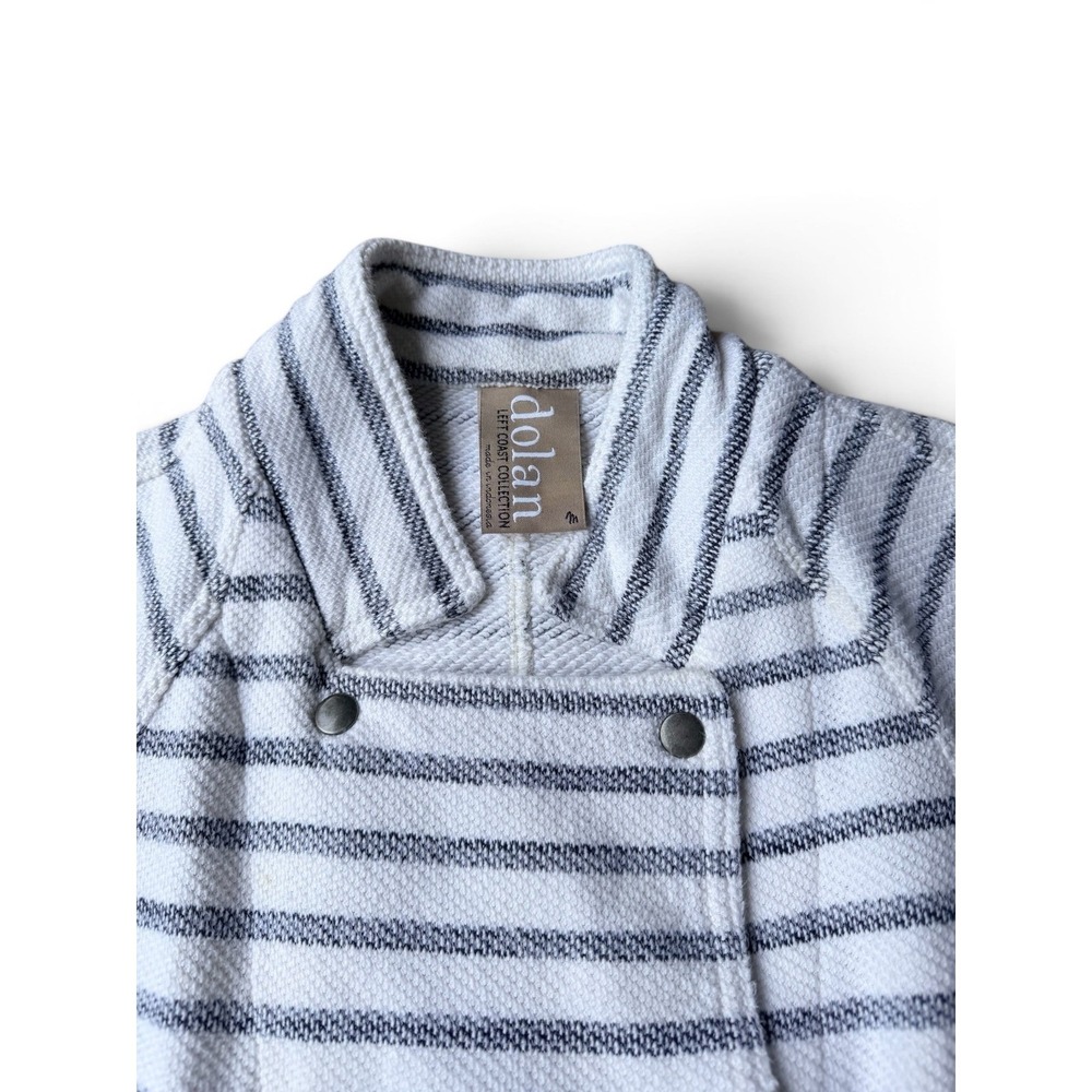 Dolan Jacket Womens M White Blue Left Coast Striped Sailor Coastal Nautical - Picture 4 of 8